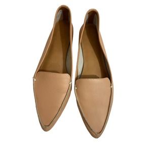 J Crew Edie Leather Loafers Nude Size 9 Pointed Toe Comfort Shoe G1812